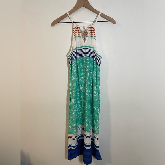 prAna Parisol Midi Dress Aqua Canopy Sleeveless Halter Size Medium Sundress - Picture 3 of 14